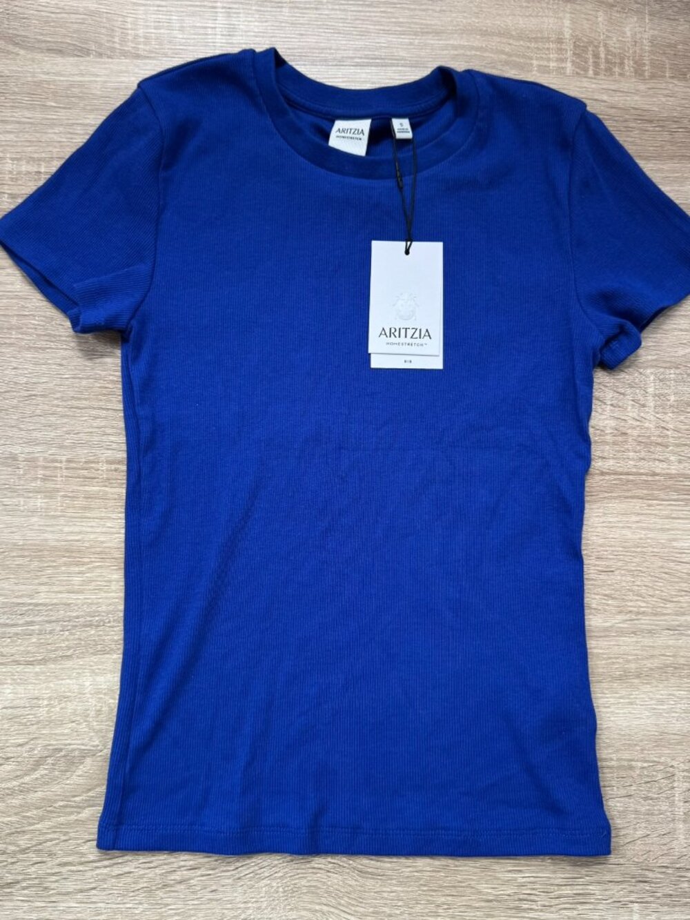 NWT Aritzia Homestretch Rib Tune T-Shirt Ablaze Blue XS